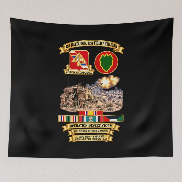 Item preview, Army - 1st Bn, 41st Artillery, DUI - ODS - 24th ID- Rumaila Oil Field - 17 Ayg 1990 - 3 Mar 1991 - Fire Mission Scene - 3D - Transparent designed and sold by Military Insignia Products.