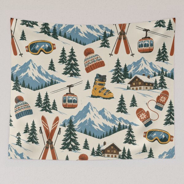 Item preview, Retro Alpine Ski Resort Winter Pattern designed and sold by Glottopia.