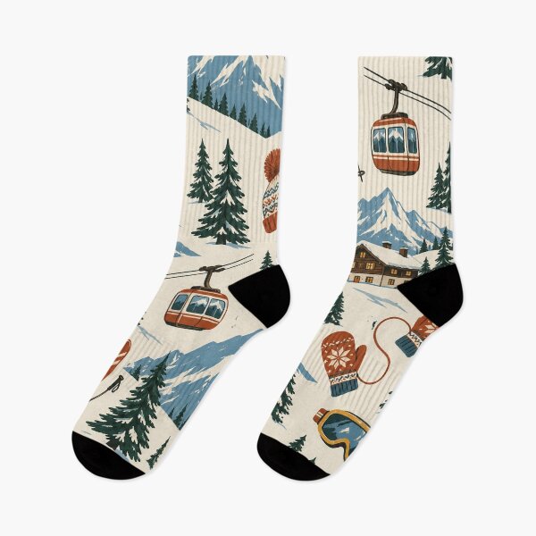 Item preview, Retro Alpine Ski Resort Winter Pattern designed and sold by Glottopia.