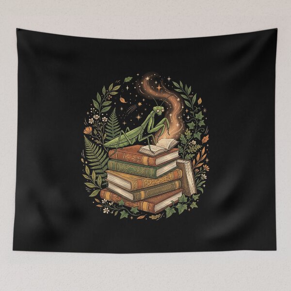 Item preview, Mystical Praying Mantis Reading Books Art designed and sold by DariaOltes.