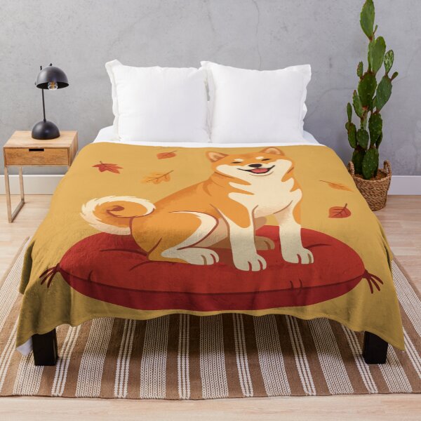 Item preview, Happy Shiba Inu Sitting On Red Cushion designed and sold by AIG - Andrei Ilie Graphics.