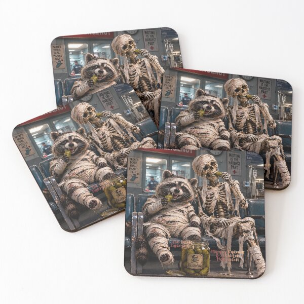 Item preview, The Pickle Emergency – Mummy Raccoon & Skeleton Halloween. designed and sold by Dinasshop.