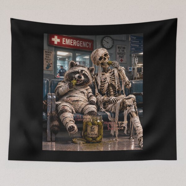 Item preview, The Pickle Emergency – Mummy Raccoon & Skeleton Halloween. designed and sold by Dinasshop.