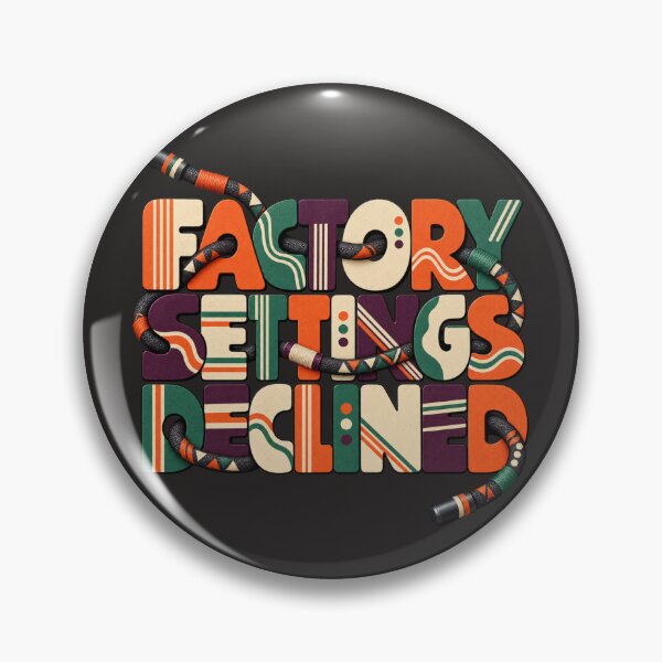 Item preview, Factory Settings Declined – Retro Custom Tech Typography designed and sold by Golden Era Studio.