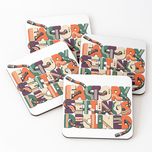 Item preview, Factory Settings Declined – Retro Custom Tech Typography designed and sold by Golden Era Studio.