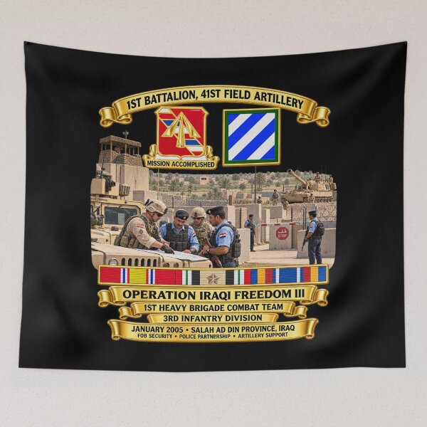 Item preview, Army - 1st Bn, 41st Artillery, DUI - OIF III - 3rd ID- Salah Ad Din Province , Iraq - Jan 2005 - Security Asst Scene - 3D - Transparent designed and sold by Military Insignia Products.