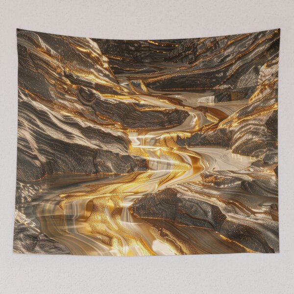 Item preview, Golden River Flowing Through Dark Rock Abstract  designed and sold by MargaretWiktor.