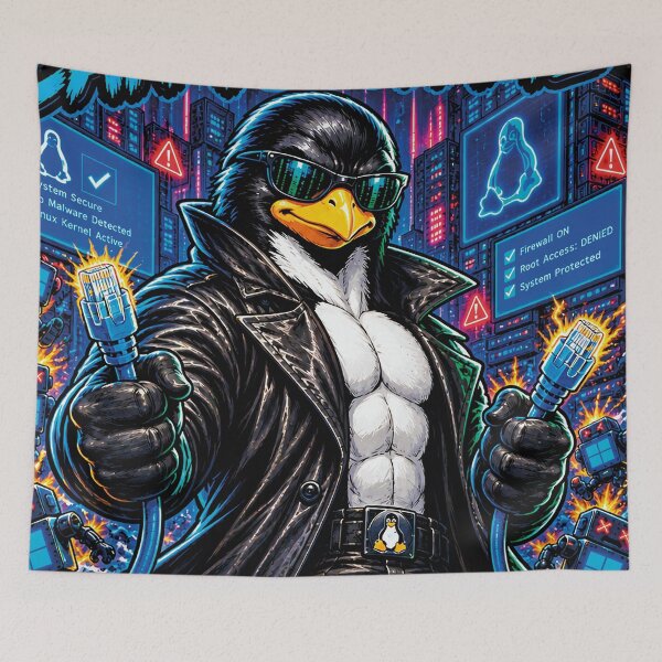 Item preview, No Virus Can Touch Me I Run On Linux Penguin designed and sold by CrazySzoopWorld.