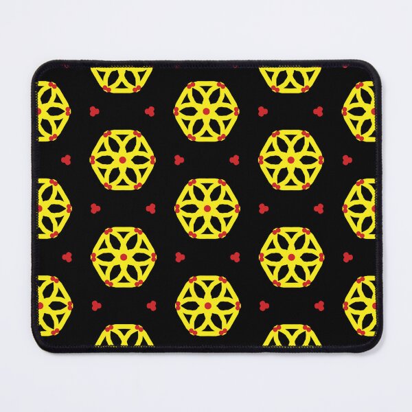 Item preview, Seamless Geometric Yellow Hexagonal Pattern with Red Accents on Black Background for Artistic Textile Design designed and sold by Donlaporn.