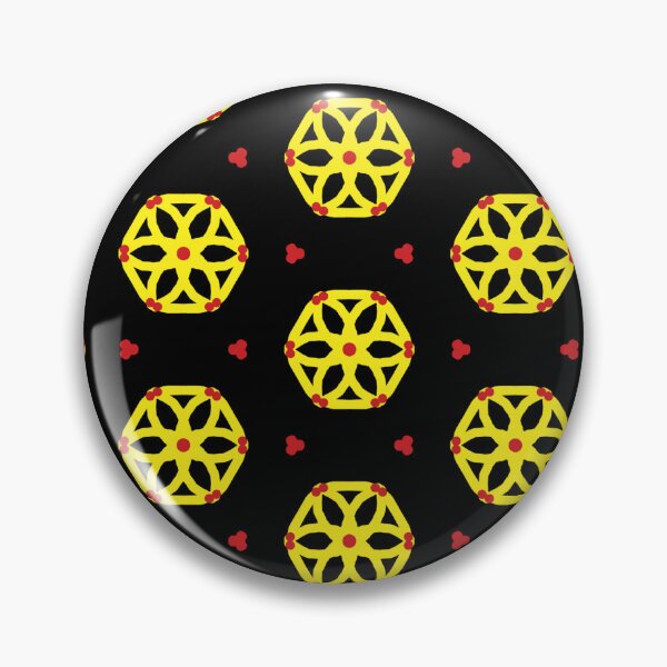 Item preview, Seamless Geometric Yellow Hexagonal Pattern with Red Accents on Black Background for Artistic Textile Design designed and sold by Donlaporn.