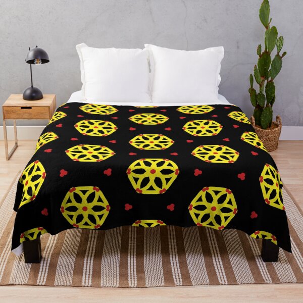 Item preview, Seamless Geometric Yellow Hexagonal Pattern with Red Accents on Black Background for Artistic Textile Design designed and sold by Donlaporn.