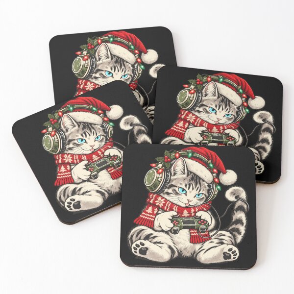 Item preview, Christmas Gamer Cat Santa Hat Gaming Kitty designed and sold by Kladhadredo.