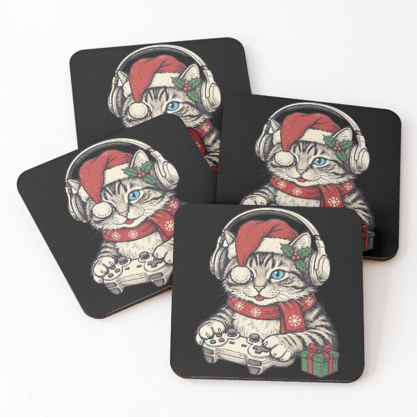 Item preview, Christmas Gamer Cat Santa Hat Gaming Kitty designed and sold by Kladhadredo.