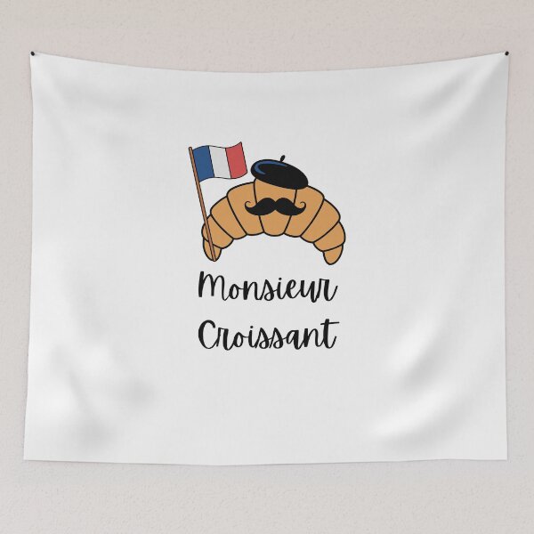 Item preview, Monsieur Croissant Cute French Pastry Character designed and sold by CraftyUniverse.