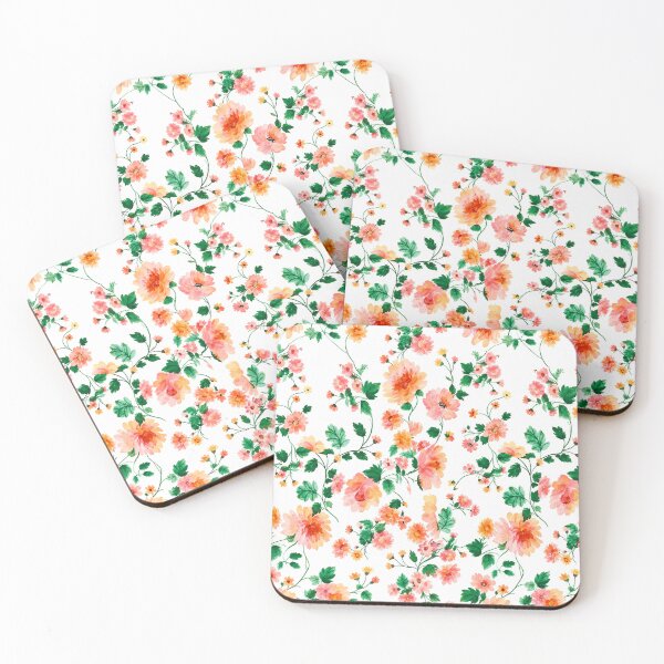 Item preview, Watercolor Coral Floral Seamless Pattern Soft Botanical Art    designed and sold by MAGICKEY2024.