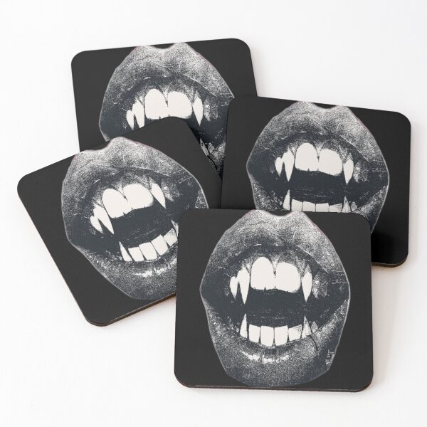 Item preview, Gothic Fanged Lips in Grainy Ink designed and sold by InkLabStore.
