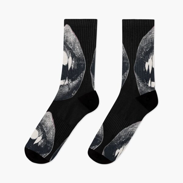 Item preview, Gothic Fanged Lips in Grainy Ink designed and sold by InkLabStore.
