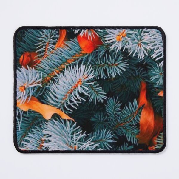 Item preview, Blue Spruce Branches and Fall Leaves — Cozy Winter Transition Nature Texture designed and sold by LYAN-STORE.