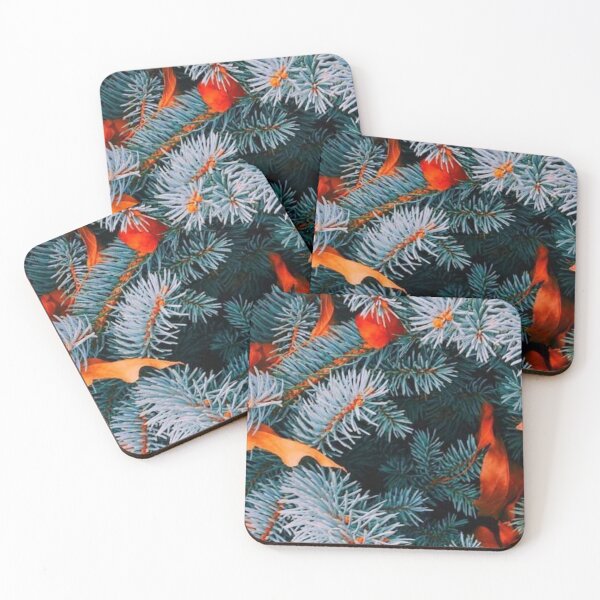 Item preview, Blue Spruce Branches and Fall Leaves — Cozy Winter Transition Nature Texture designed and sold by LYAN-STORE.