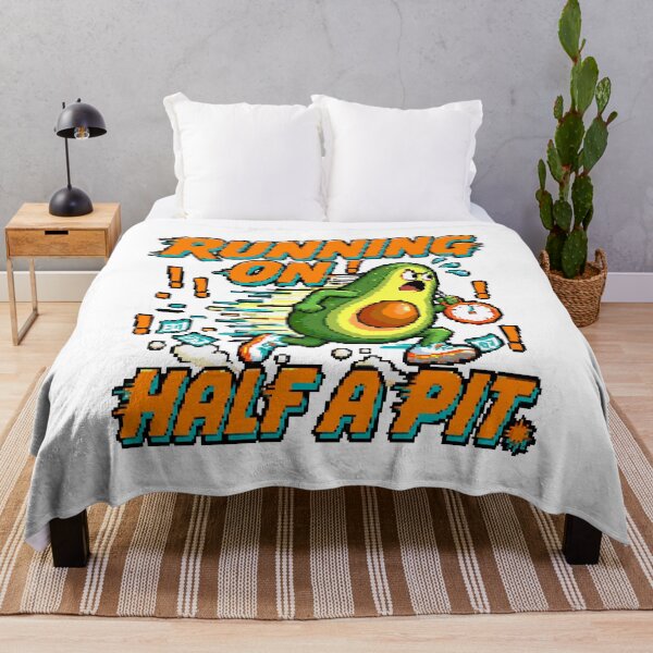 Item preview, Running on Half a Pit Avocado Fitness Humor Pixel Art designed and sold by NaturePixel.