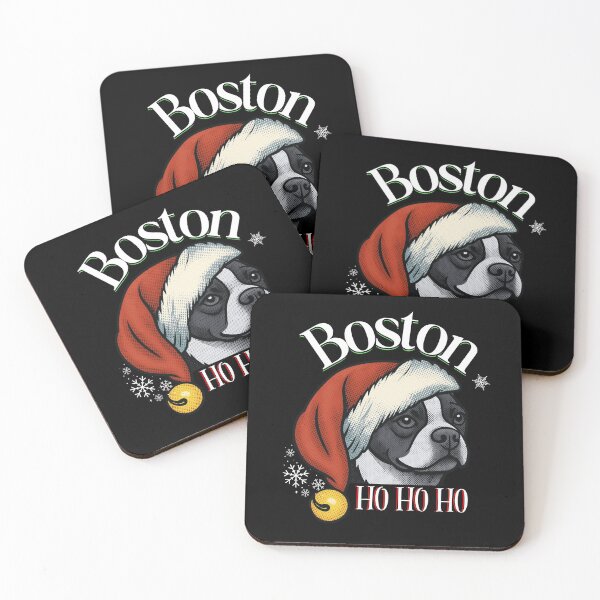 Item preview, Boston Terrier Christmas Ho Ho Ho Santa Dog Holiday designed and sold by SunandShade.