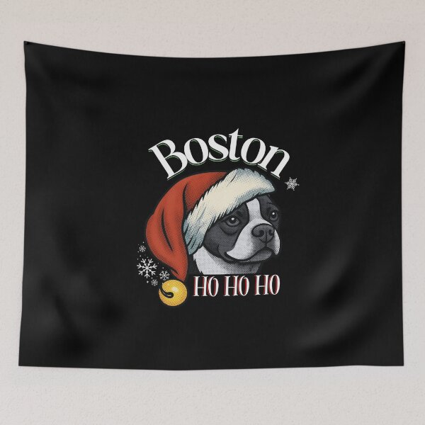 Item preview, Boston Terrier Christmas Ho Ho Ho Santa Dog Holiday designed and sold by SunandShade.