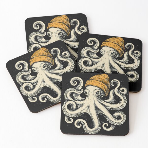 Item preview, Winter Octopus Wearing Beanie Cute Ocean Animal Art designed and sold by Dabbing Turtle Designs.