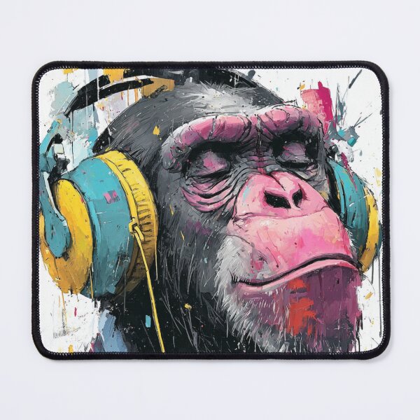 Item preview, DJ Chimp Listening Music Headphones Urban Pop Art designed and sold by GrinGalore.