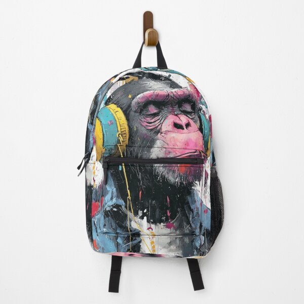 Item preview, DJ Chimp Listening Music Headphones Urban Pop Art designed and sold by GrinGalore.