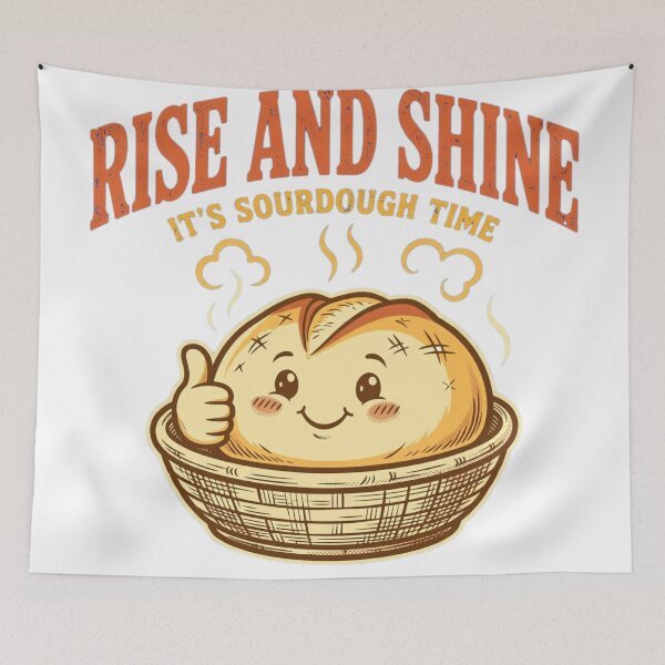Item preview, Rise Shine Sourdough Time Retro Cartoon Bread Baker designed and sold by Yellowriversss.