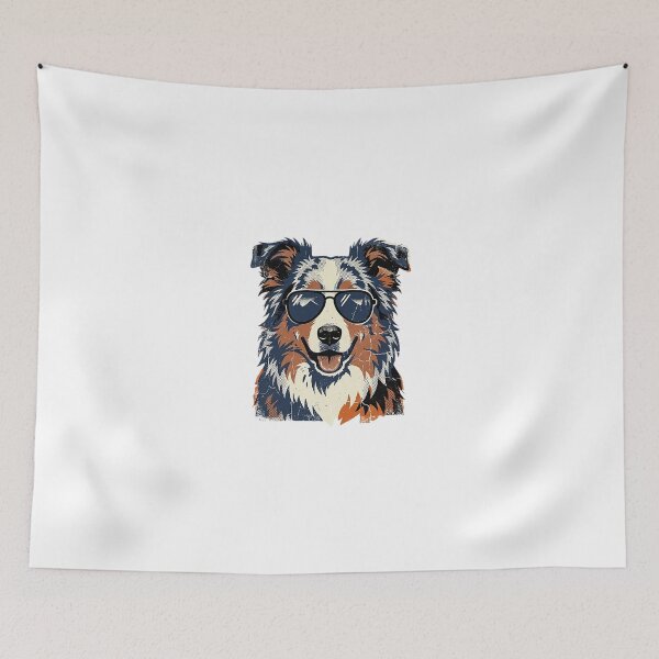 Item preview, Retro Cool Australian Shepherd In Aviator Sunglasses - Vintage Dog Art designed and sold by The Red Lime.