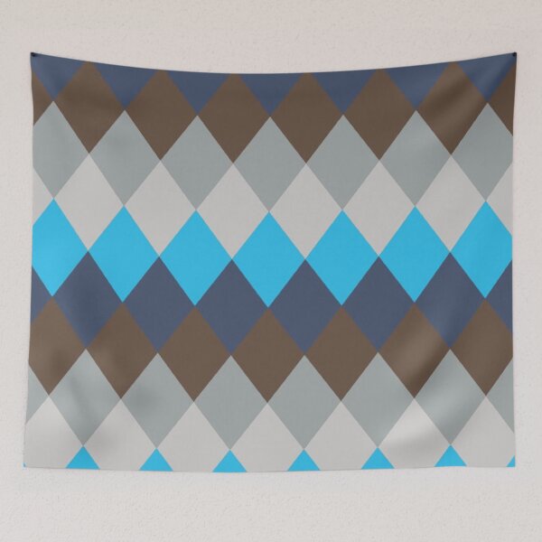 Item preview, Classic Argyle Diamond Pattern — Bright Cyan, Navy Blue & Brown Geometric Art designed and sold by LYAN-STORE.