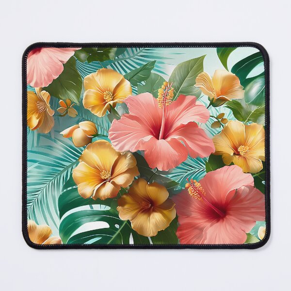 Item preview, Tropical Monstera Leaves & Hibiscus Floral Seamless Pattern 07 designed and sold by The Design Asset Station.