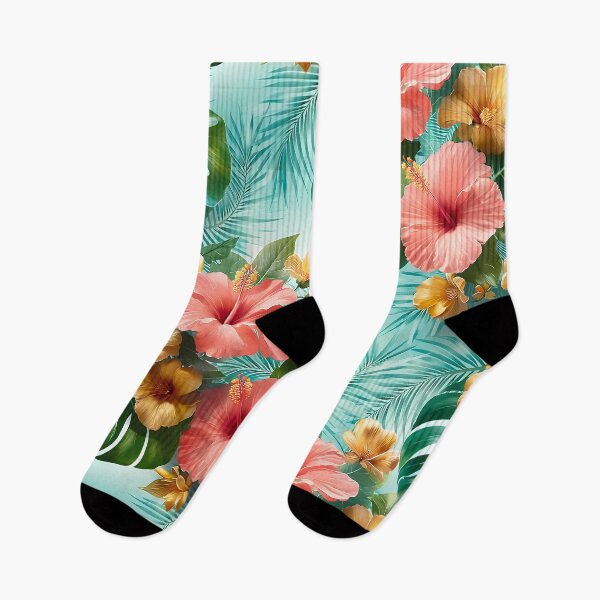 Item preview, Tropical Monstera Leaves & Hibiscus Floral Seamless Pattern 07 designed and sold by The Design Asset Station.