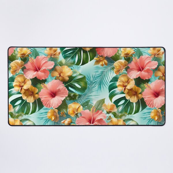 Item preview, Tropical Monstera Leaves & Hibiscus Floral Seamless Pattern 07 designed and sold by The Design Asset Station.