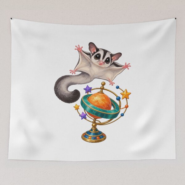 Item preview, Gliding possum with colorful planetary ring top designed and sold by Gloddeck Prints.