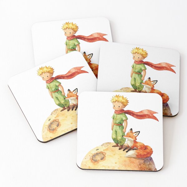 Item preview, watercolor cute little prince and fox standing on asteroid designed and sold by WildArtIT.