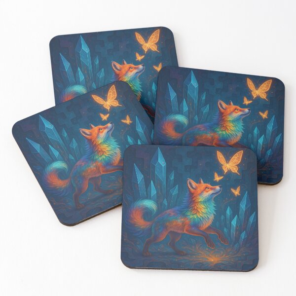 Item preview, Foxfire Reverie - Surreal Rainbow Fox Crystal Forest Fantasy Nature Art designed and sold by DreamtropoliX.