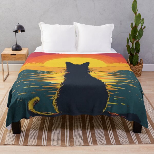 Item preview, Vintage Retro Sunset Silhouette Black Cat designed and sold by AWADHESH CHAURASIA.