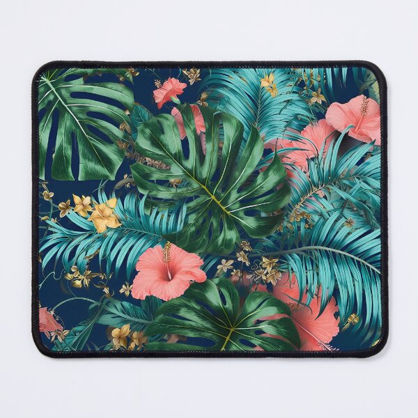 Item preview, Tropical Monstera Leaves & Hibiscus Floral Seamless Pattern 09 designed and sold by The Design Asset Station.