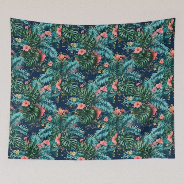 Item preview, Tropical Monstera Leaves & Hibiscus Floral Seamless Pattern 09 designed and sold by The Design Asset Station.