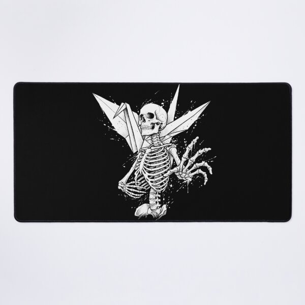 Item preview, Skeleton Raises a Paper Crane Beside Its Skull and Angular Wings designed and sold by MisteryDesigner.