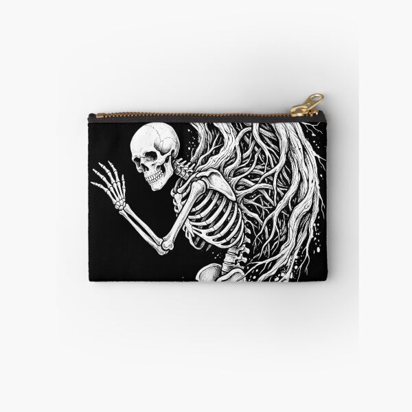 Item preview, Smiling Skeleton Raises a Hand as Twisted Roots Stream Behind It designed and sold by MisteryDesigner.