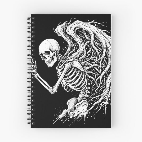 Item preview, Smiling Skeleton Raises a Hand as Twisted Roots Stream Behind It designed and sold by MisteryDesigner.