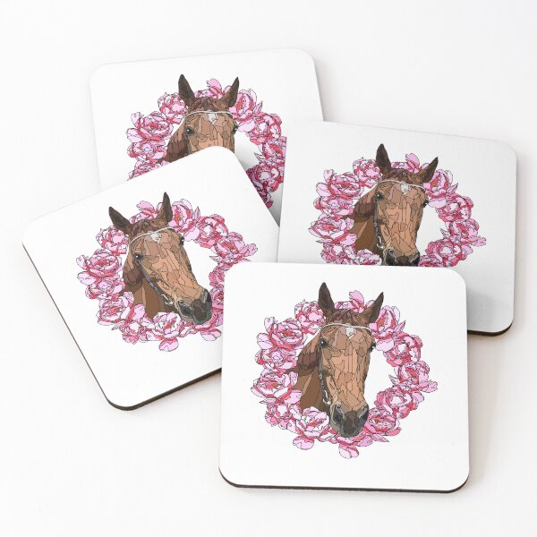 Item preview, Colorful Horse Head in Peony Floral Wreath Watercolor Minimalist Design designed and sold by TatianaEleonor.