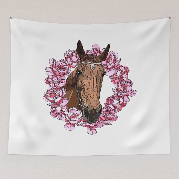 Item preview, Colorful Horse Head in Peony Floral Wreath Watercolor Minimalist Design designed and sold by TatianaEleonor.