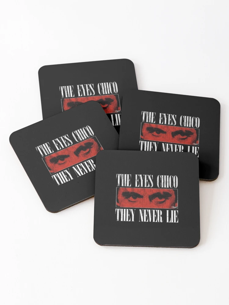 Thumbnail 1 of 5, Coasters (Set of 4), Intense Red Eyes with Distressed Lettering designed and sold by InkLabStore.