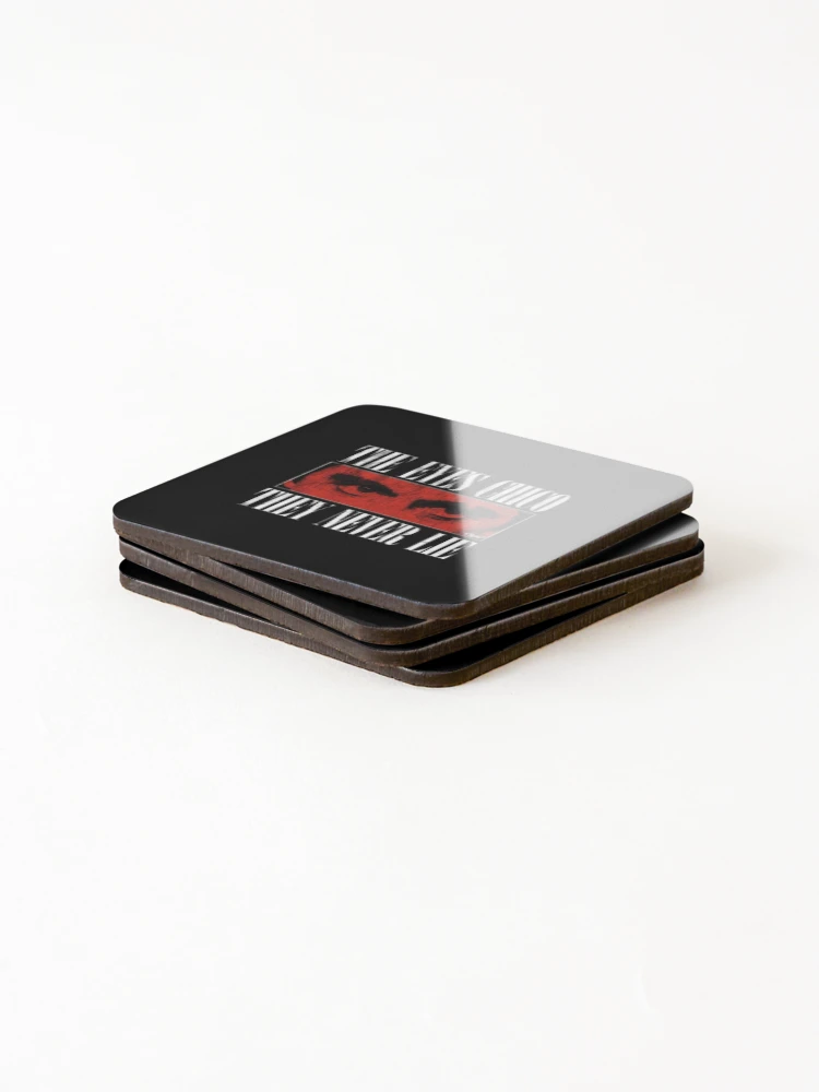 Thumbnail 4 of 5, Coasters (Set of 4), Intense Red Eyes with Distressed Lettering designed and sold by InkLabStore.