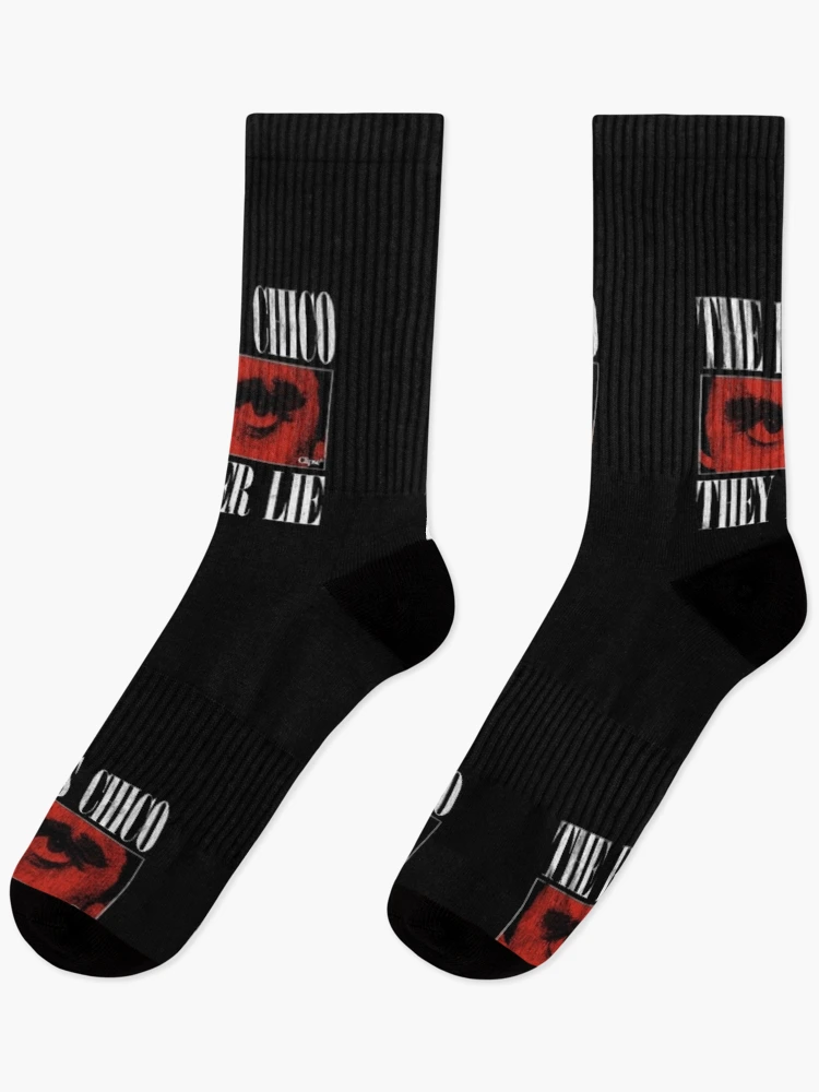 Thumbnail 1 of 5, Socks, Intense Red Eyes with Distressed Lettering designed and sold by InkLabStore.