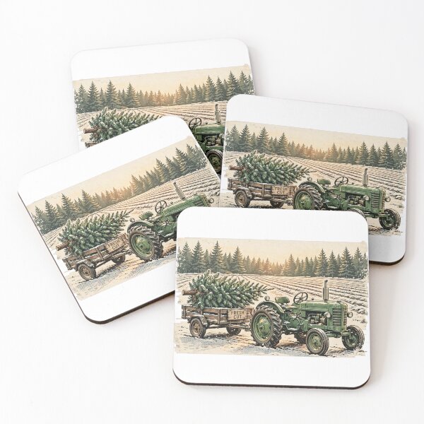 Item preview, Tree Farm Tractor – Fresh Cut Christmas Tree Retro Farm Scene designed and sold by CozyCornerDesigns.